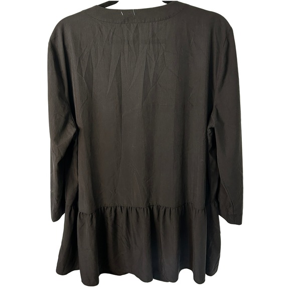 Zara Button Down Tunic Top Babydoll Style Long Sleeve Black Womens Sz XL NWOT - Picture 6 of 6